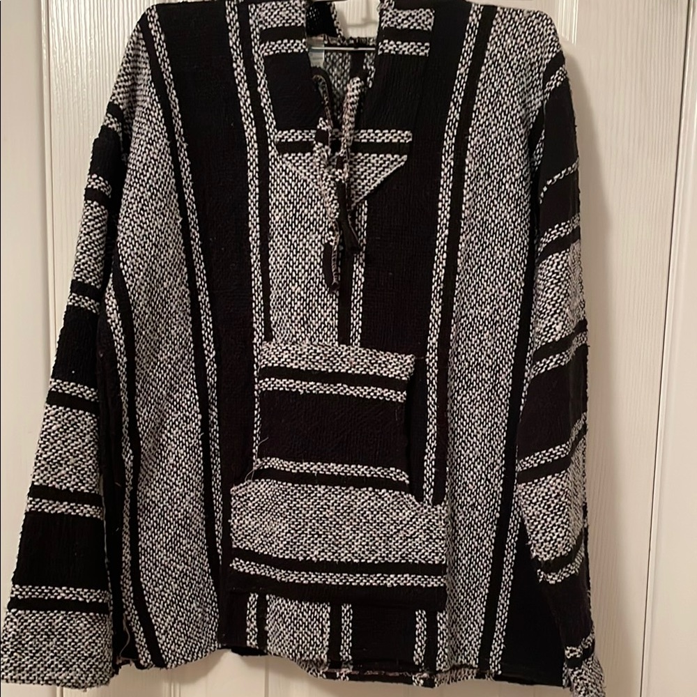 Black and White Sweater with Hood